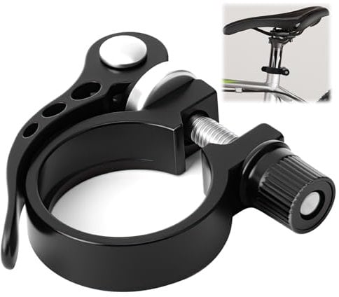 Bike Seat Post Clamp 31.8mm Bicycle Seat Quick Release Tube Clamp Aluminum Alloy Seatpost Collar Release Saddle Clip for MTB Road Folding Casual Track Mountain Bike, Black