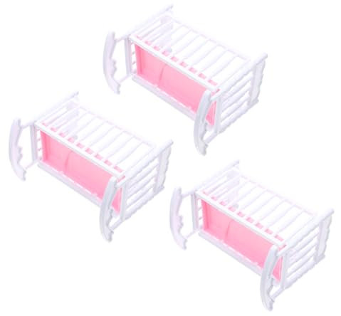 Milisten 3 Pcs Doll Cradle Model Simulation Cradle Plaything for Role Playing Accessory Enhance Parent Bonding Imagination Material