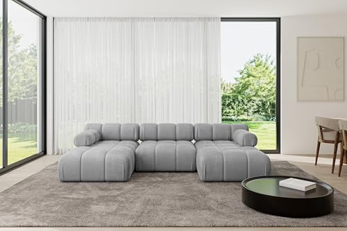 ALTDECOR Modulares Sofa Ecksofa in U-Form Corner modular Sofa Eckcouch Couch Wohnlandschaft Cauchsofa Polstersofa Tesso-U1-285x160x70 cm Hellgrau