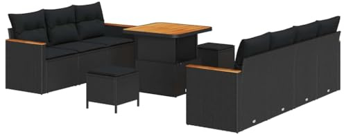 vidaXL Gartensofa-Set 10 STK. Schwarz Poly-Rattan