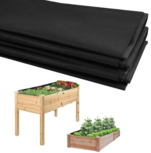 KAHEIGN 2 Pieces Raised Bed Planter Liners, 160CM x 210CM Large Veg Trough Fabric Liner Non Woven Vegetable Trugs Mat Planting Grow Bags for Growing Vegetables Flowers Plants (Black)