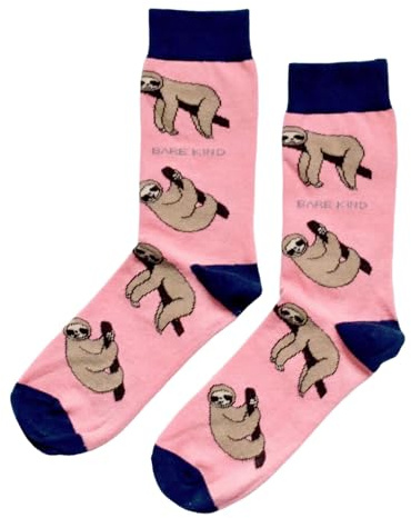 Bare Kind Save The Sloths Pink Novelty Ankle Socks Adult UK Size 4-7