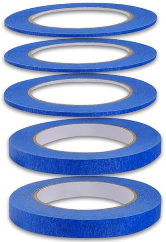 agogue 5 Roll Abklebeband Lackieren Auto, Masking Tape Aquarell, Malerkreppband Abklebeband Maler Maler Klebeband Tape Blau Fine Line Tape Zierstreifenband für Auto Schule Büro Heimwerkerprojekte