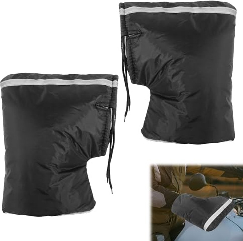 BELIHOME Gants de guidon de moto, gants de guidon d'hiver, universels, imperméables avec bandes réfléchissantes, gants d'hiver pour moto et scooter