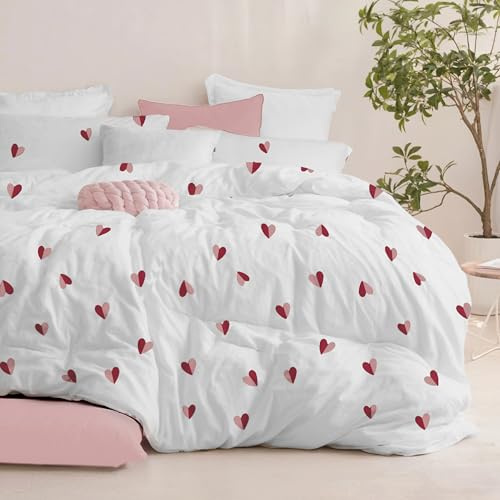 Dreamzie Bettwäsche 200x200 + 2x80x80 Herzen, Mikrofaser | Mit Reißverschluss · Weich und pflegeleicht · Waschbar bei 40 °C · Schnelltrocknend · Für ein angenehmes Schlafgefühl