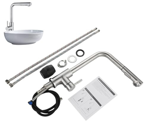 Robinet d'Évier RV - Acier Mono-commande Douchette Escamotable | Mitigeur Pour Évier De Bar | pour Maison Camping-Car Buanderie Salle à Manger Extérieur Rénovation