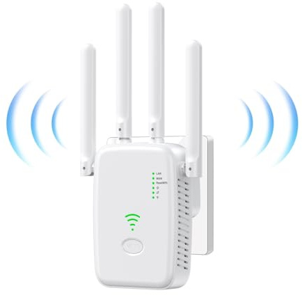 WiFi Extender Booster, 300Mbps Single Band 2.4GHz WiFi Booster | 4 Antenna Internet Booster, WiFi Extender/AP Mode, Compatible with All Internet Boxes (White)