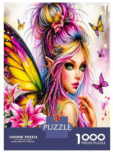Lily Fee 1000 Teile Puzzle Gute Pappe Für Erwachsene Lebendiger Pixie-Charme Puzzle Recycelte Pappe – Familienliebhaber Liebling, Feiertagsaktivität, Jahrestagsgeschenk & Büropausen Spaß 52x38cm/1000