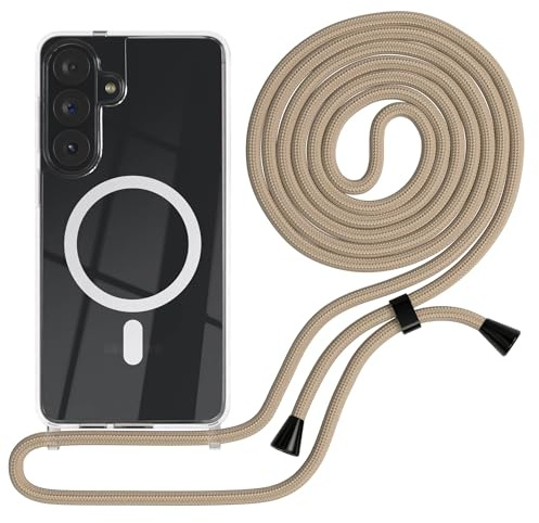 EAZY CASE - Handykette kompatibel mit Galaxy S26 Plus Kette zum Umhängen Stoßfest Handyhülle für Galaxy S26 Plus Silikon Hülle mit Band Handytasche Transparent als Fallschutz in Taupe - Clips Schwarz
