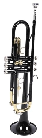 AOWINHIT Trompete Bb Blechblasinstrument Standard-Set mit Hervorragender Klangqualität für Anfänger und Profis, Schwarz