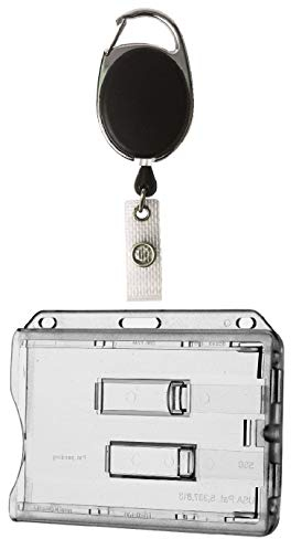 Waizmann.IDeaS® 1x Ausweisset - Ausweisjojo Jojo Zipper oval + Kartenhülle für 2 Karten mit 2 TRANSPARENTE Ausschieber - Kartenhalter Ausweishülle horizontal GROSSE FARBAUSWAHL