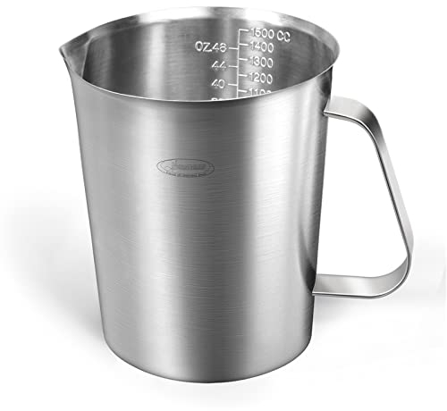 Newness Tasse à mesurer en acier inoxydable avec marquage avec poignée, 1,5 l, 6 tasses