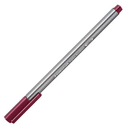STAEDTLER 334-28 Fineliner triplus (ergonomische Dreikantform, hohe Qualität, superfeine Spitze, Linienbreite 0,3 mm, Set mit 10 Stück) mahagoni rot