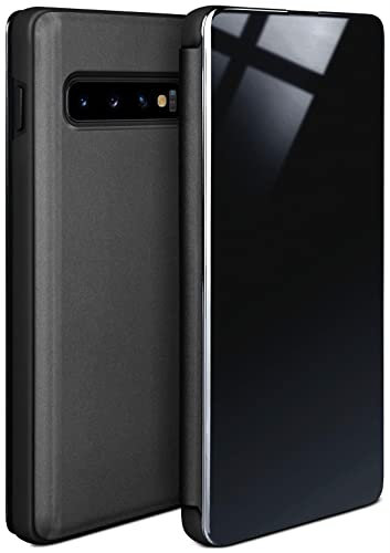 moex Void Case für Samsung Galaxy S10 Hülle in Hochglanz Optik, Clear View Cover Spiegelhülle, Flip Case 360 Grad Schutzhülle mit Spiegel, Rundumschutz Handyhülle, Anthrazit