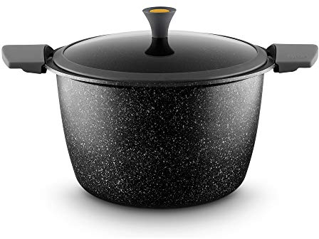 CASTEY - Cacerola Alta de Inducción, 26 cm, Modelo 1-U26, Aluminio, con Tapa, Revestimiento Antiadherente, Distribuye de Forma Homogénea el Calor, Resistente y Duradera, Libre de PFOA