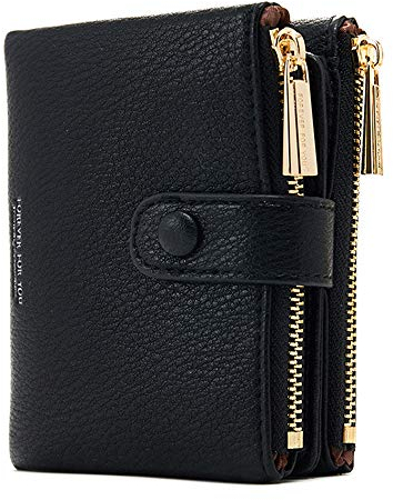 Damen Geldbeutel,PU Leder Portemonnaie Kleine Brieftasche Geldbörse Für Frauen (Schwarz)