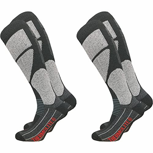 GAWILO 2 Paar Damen THERMOLITE® Skisocken – Snowboardsocken – Funktionssocken mit Spezialpolsterung (35-38, dunkelgrau)