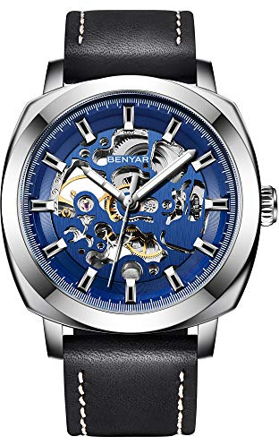 BENYAR Herrenuhr Analogue Automatik Mechanisch Skeleton Uhren Herren Wasserdicht Geschäft Herren-Armbanduhr Echtes Leder Uhrarmband Männer…