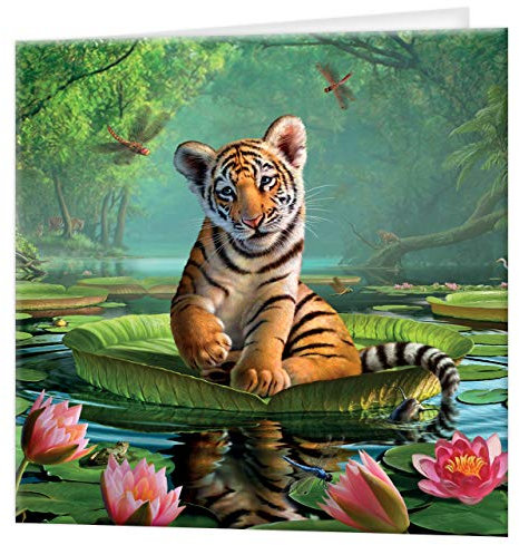 3D LiveLife Biglietto di Auguri - Giglio Tigrato di Deluxebase. Biglietto Colorato Lenticolare in 3D con Tigri del Bengala per ogni occasione ed età. Opera d'arte originale dell'artista Jerry LoFaro