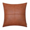 BRAWARM Hochwertiger Kissenbezug für Sofa, Couch, Heimdekoration, einfarbig, luxuriöses Kunstleder, handgenäht, 55cm x 55cm Cognac