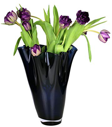 SIGNATURE HOME COLLECTION Vase en Verre, Bleu, 21 x 21 x 30 cm