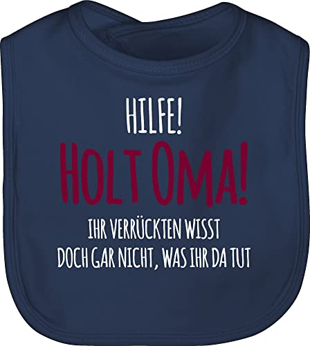 Shirtracer Baby Lätzchen - Sprüche - Hilfe Holt Oma - weiß - Unisize - Navy Blau - lustige babysachen spruch oma kinderlatz babykleidung mit süßen sprüchen spruche grandma latz geschenke zur geburt