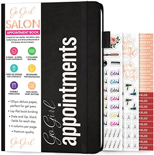GoGirl Salonterminbuch, klein, 17,8 x 25,4 cm, Schwarz
