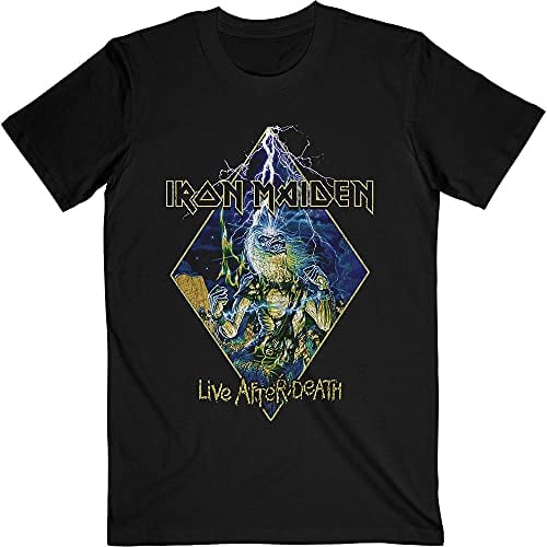 Iron Maiden T Shirt Live After Death Diamond Band Logo Official Mens Black M