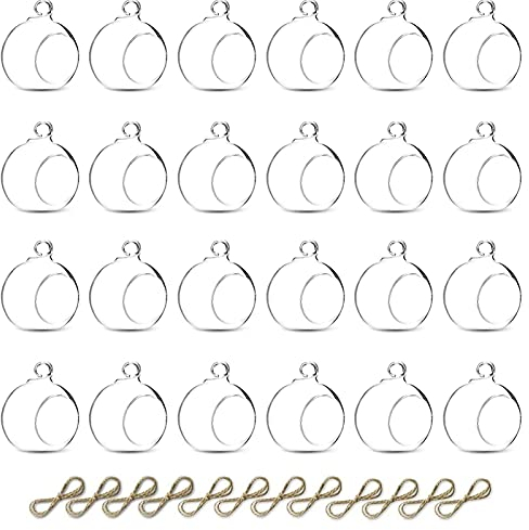 NUPTIO 24 Stück Hängende Glas Teelichthalter Globus 6cm Durchmesser, Teelicht Kerzenhalter Hochzeit Weihnachten Halloween Heimwerkergeschenke, Gartendekorationen Kerzenhalter Im Freien
