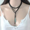 Aneneiceera Boho Wickel Samt Choker Lange Schwarze Kette Quasten Halskette Türkis Anhänger Halskette Mode Hochzeit Schmuck Geschenk Für Frauen Und Mädchen (schwarz)
