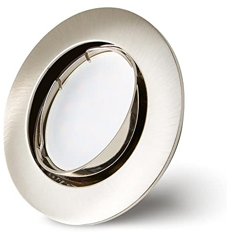 NCC-Licht Set Einbaustrahler Eisen gebürstet Ø68mm Lochbohrung mit LED Modul 5 Watt 400 Lumen Warmweiß 2700K ultra flach 30mm schwenkbar