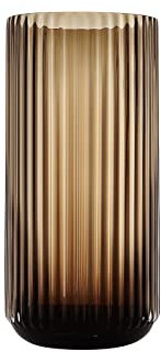 Dinyeo Petit vase cylindrique en verre nervuré marron pour décoration de table de salle à manger de style rustique