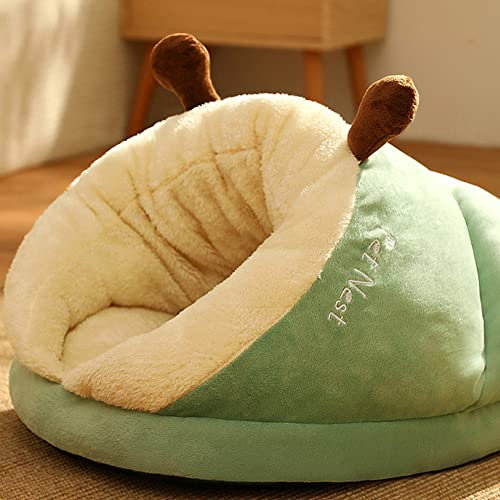 CuisinSmart Lit pour chien et chat Mini nid d'hiver en peluche chaude et confortable en forme de chaussons Coussin de couchage épais pour chats de petite et moyenne taille Vert avocat L : 61