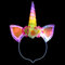 Wishstar LED Einhorn Haarreif Damen, Einhorn Kopfschmuck Leuchtend, Einhorn Haarreifn Erwachsene mit Horn Ohren und Blumen, Einhorn Haarreif Accessoires für Geburtstag Party Halloween Karneval