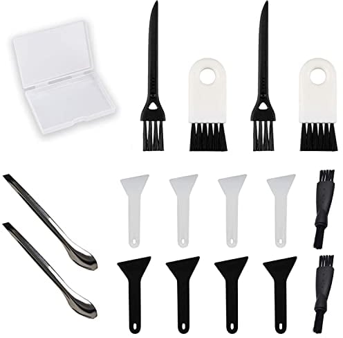 Black Scrapers and White Scrapers,Gristor Brushes and Spoons Kit with Cleaning Tools for Herb Grinder (Black+White Scrapers)