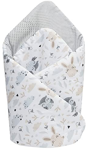 Medi Partners Steckkissen 100% Baumwolle 75x75cm Einschlagdecke Babyhörnchen doppelseitig weich ganzjährig multifunktional antiallergisch Babys (Eine Lichtung mit Tieren)