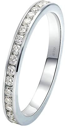 Ayoiow Bandring Damen, Ring Weißgold 585 Damen mit Rund Natürlicher Diamant 0.015ct Ringe Weiß Größe 67 (21.3)