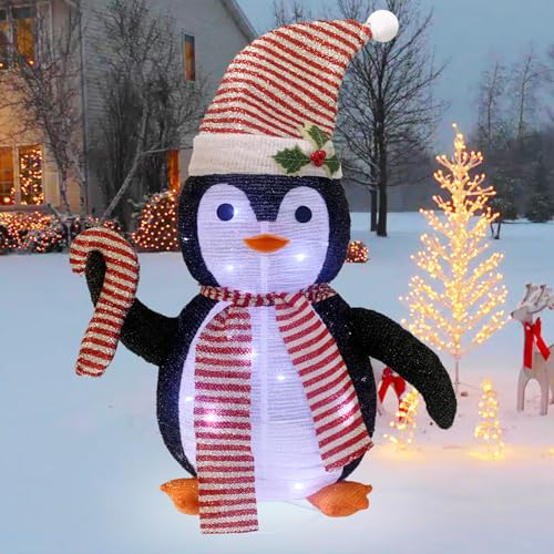 Mini LED Pinguin 77cm Weihnachtsdeko,Beleuchtete Weihnachtsdekorationen Zusammenfaltbar mit 40 LED-Lichter,Decorations für Innen und Außen Gartendekoration Yard Holiday Garden Décor (30inch) (Pinguin)