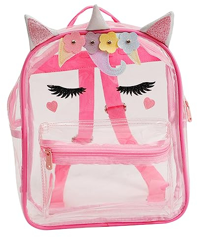 COLLBATH Transparenter Einhorn Rucksack Kinder Cartoon Mädchen Kleiner Rucksack Durchsichtige Büchertasche PVC Schultüte Umhängetasche für Schule Reise Ausflug Veranstaltungsbeutel