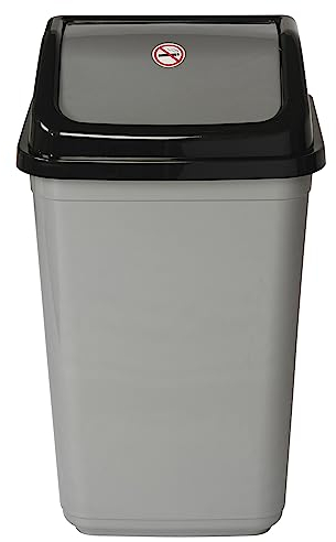 URBNLIVING 5L/20L/30L/50L Plastic Waste Management Recycling Bin Trash Can Dustbin with Swing Lid for Office, Kitchen and Bathroom (50L Black/Grey)