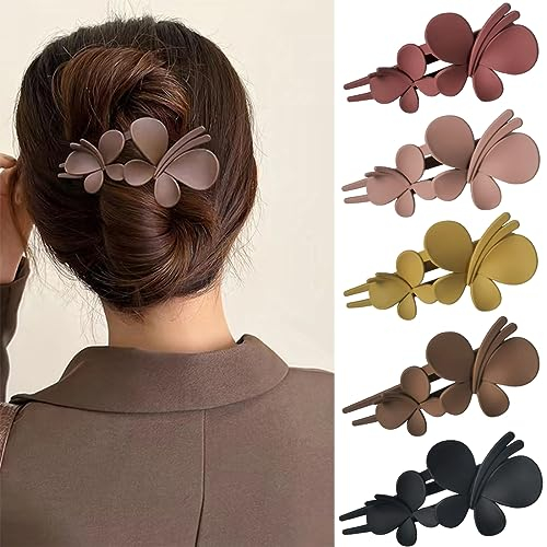 SJBAUTYO 5er Set Vintage Haarspangen für Frauen,Haarklammern in Schwarz für dickes Haar,im französischen Stil,Accessoire für Mädchen & Damen,Großer Haarclip