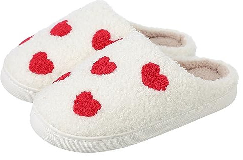 NIBESSER Pantofole Invernali Donna Pelose Calde Ciabatte Uomo Invernali con Pelo Morbide Ciabatte Casa Pantofole Peluche Donna Antiscivolo Slippers, Cuore Piccoli, 38/39 EU