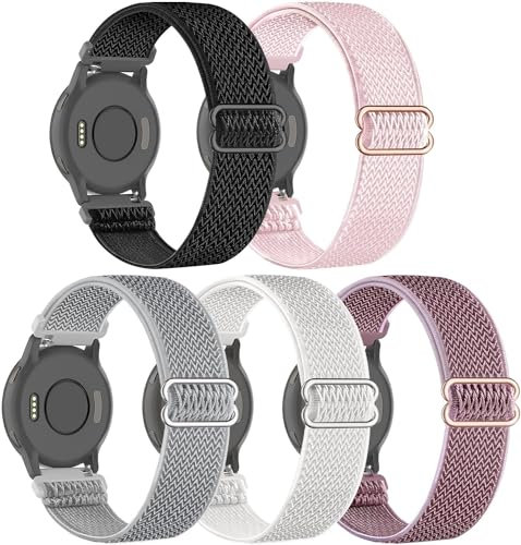 EverAct 18/20/22mm Nylon Elastic Straps Compatible with Garmin Venu 2S/Venu 3S/Vivoactive 4S/Forerunner 265s,Garmin Venu/Venu Sq/Vivoactive 5,Garmin Venu 2/Venu 3/Vivoactive 4.