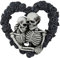 Couronne d'halloween Porte d'entrée, Couronne d'halloween 7,9 Pouces Skull Couple Gothique décor intérieur drôle Couronne de Coeur Rose effrayante pour Porte d'entrée Salon ou Chambre à Coucher