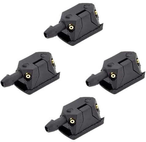 Zhouocea 4 PCS Car Front Windshield Washer Nozzle Sprayer Universal Wiper Sprayer Arm Mounted Jets Nozzles Washer Nozzles Vehicle Windshield (Black)