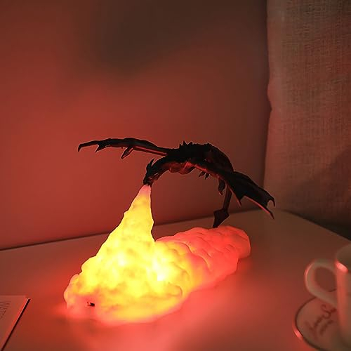 Ulalaza Feuerdrachenlampe, Eisdrachenlampe, 3D-Druck, Nachtlampe, Mondlampe mit USB-Geschenk, geeignet für die Dekoration von Schlafzimmer
