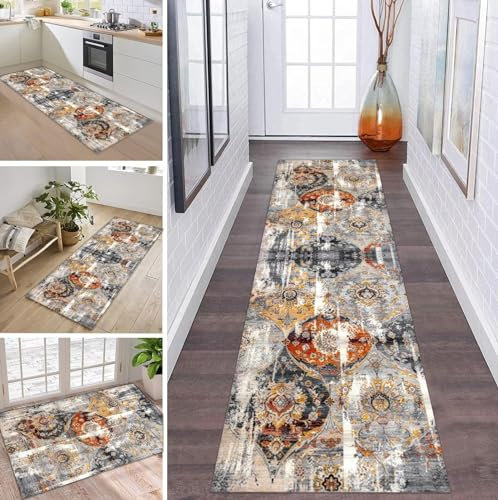 ZDYHMrj Teppich Läufer Flur Küche Abstract rutschfest Korridor Teppichläufer Waschbar Modern Schlafzimmer Wohnzimmer Läufer Teppich Breite 40-120cm