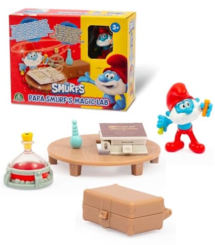 Giochi Preziosi Die Schlümpfe, Großer Schlumpf-Mini-Spielset mit Werkstatt und Zubehör, enthält Exklusive 5,5 cm große Schlumpf-Figur, mit öffnendem Koffer und Buch, spaßig und sicher ab 3 Jahren
