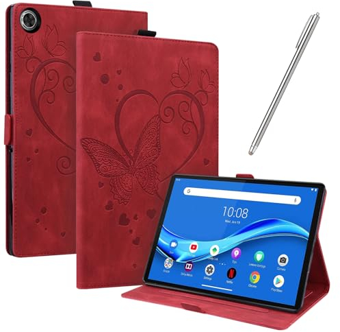 JayModCase Custodia per Lenovo Tab M10 FHD Plus 10,3 pollici (TB-X606X TB-X606F) Pelle PU Flip Stand Cover, Angolo di Supporto Regolabile Auto Sveglia/Sonno(Rosso)