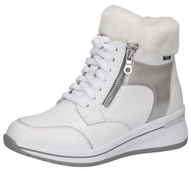 CAPRICE Comfort Damen Sneaker hoch mit Fütterung mit Reißverschluss Wasserabweisend, Weiß (White Comb), 36 EU